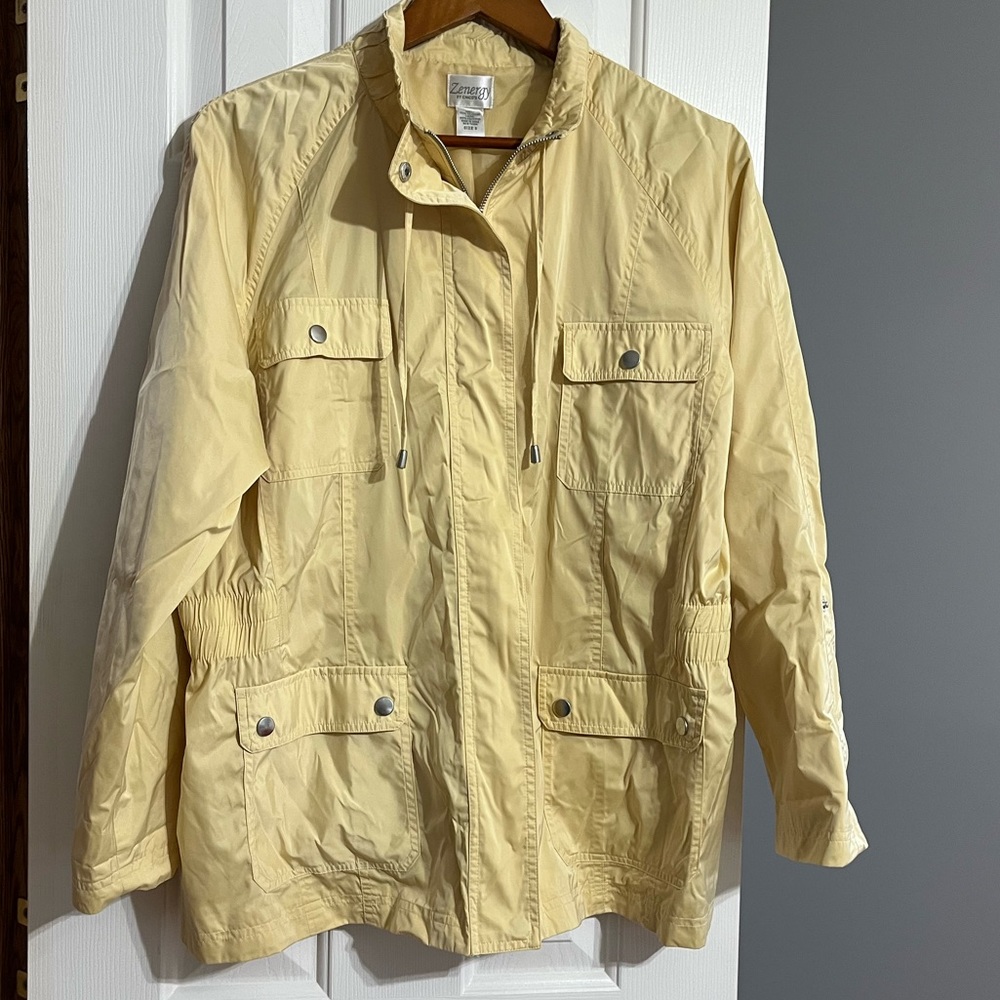 Zenergy by Chico’s Pale Yellow 1990s Utility Jacket with Elastic Waist | 16